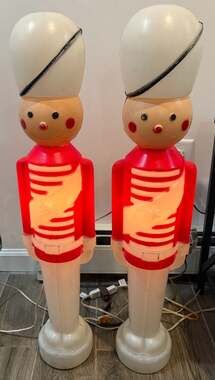 Empire Blow Mold Light Up Christmas Toy Soldier Nutcracker Pair 31 Inch